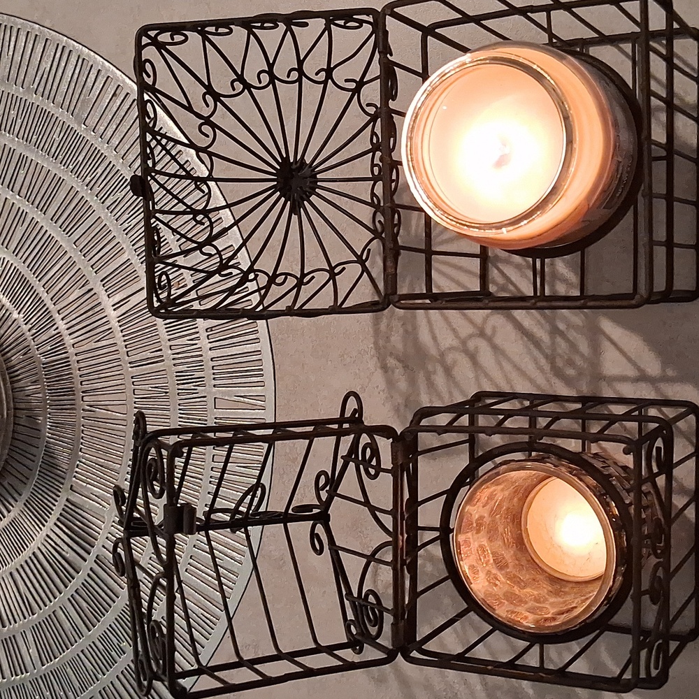 Metal Scroll Work Votive Holder Set - Picture 3 of 4